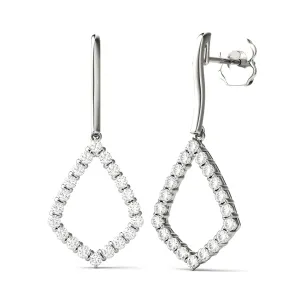 0.60 CTW DEW Moissanite Geometric Kite Drop Earrings in 14K White Gold