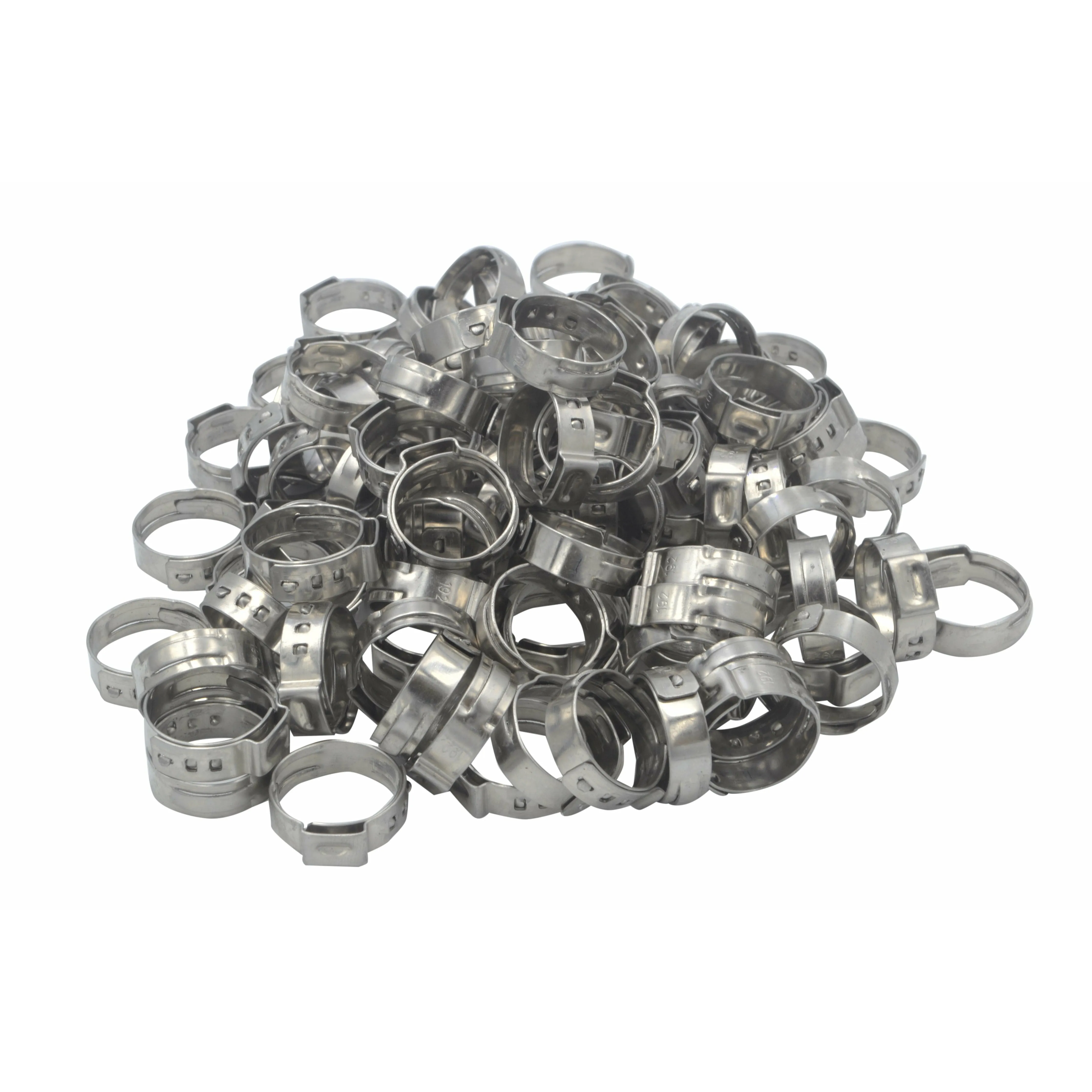 100 Piece 304 Stainless Steel 16-19.2mm Ear Hose Clamp
