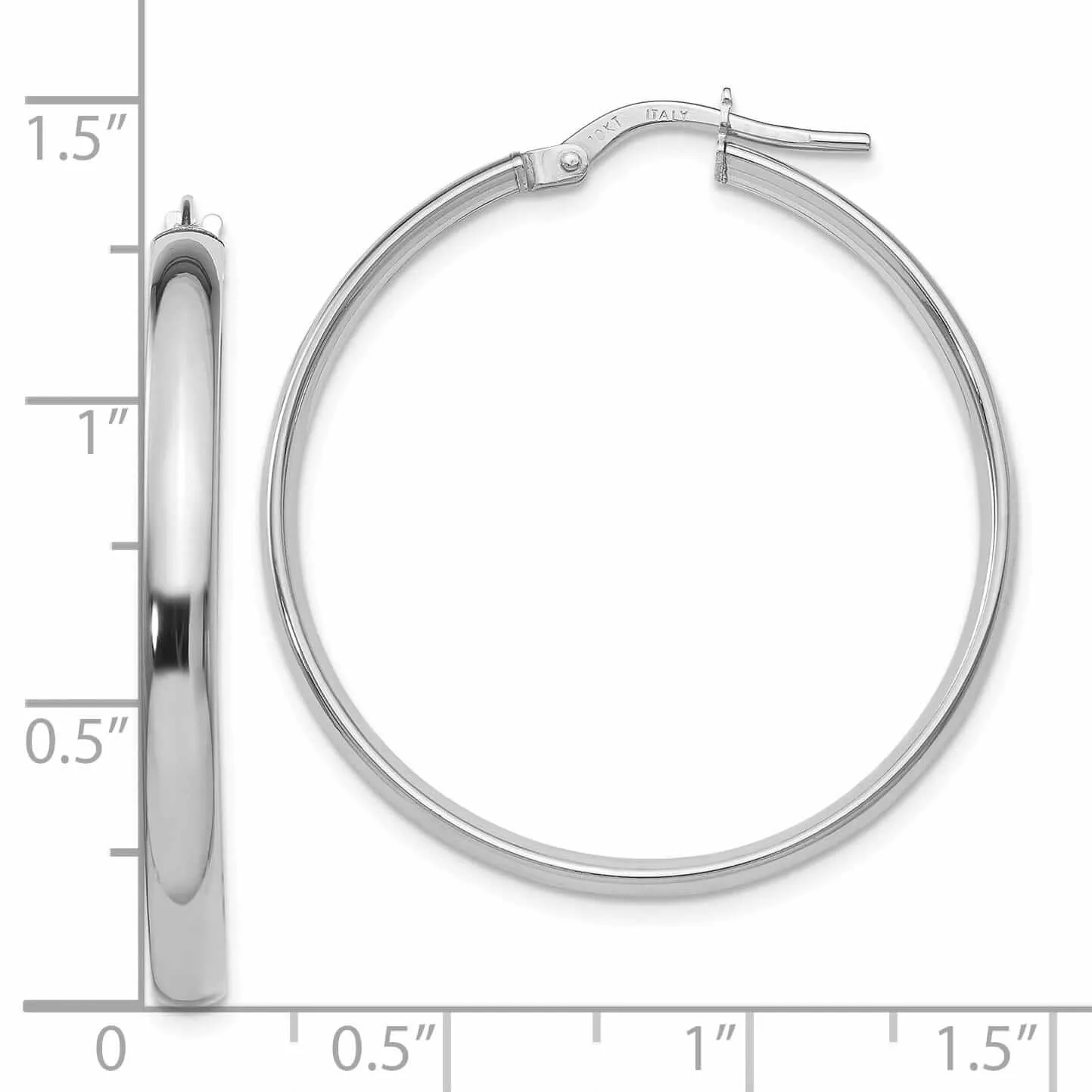10k White Gold Polished Finish Hoop Earrings