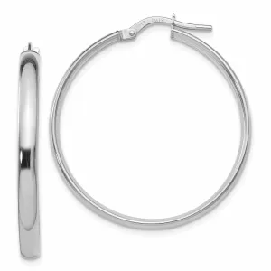 10k White Gold Polished Finish Hoop Earrings