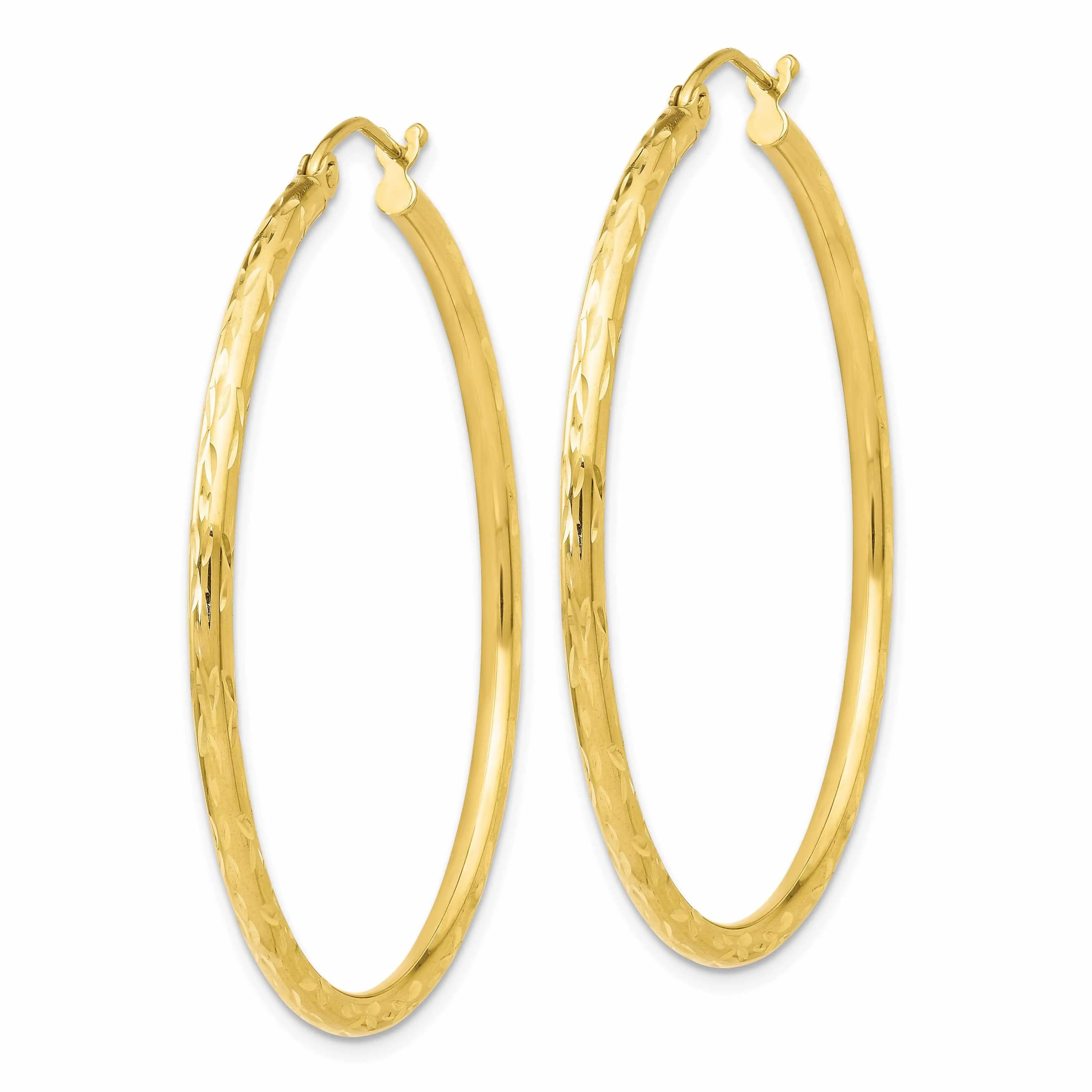 10kt Yellow Gold Textured Hinged Hoop Earrings