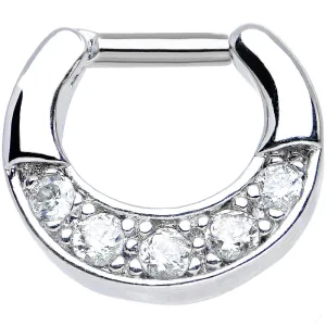 14 Gauge 1/4 Five Round Clear Cubic Zirconia Septum Clicker