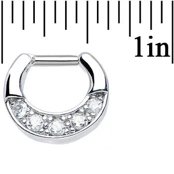 14 Gauge 1/4 Five Round Clear Cubic Zirconia Septum Clicker