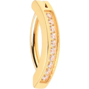 14 Gauge 3/8 Gold Tone CZ ASTM F-136 Implant Grade Titanium Hinged Hoop Belly Ring