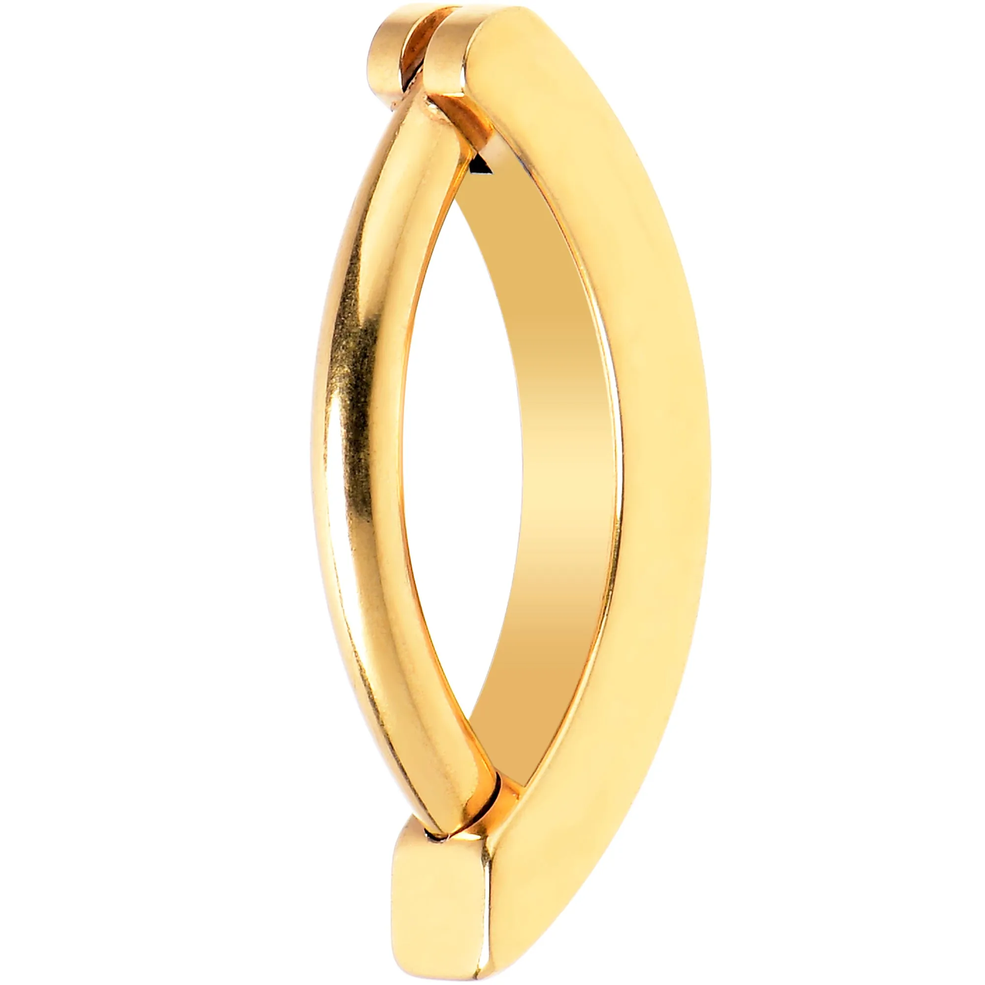 14 Gauge 3/8 Gold Tone CZ ASTM F-136 Implant Grade Titanium Hinged Hoop Belly Ring