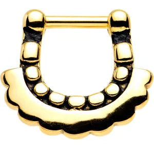 14 Gauge 5/16 Gold Tone Aztec Moon Septum Clicker