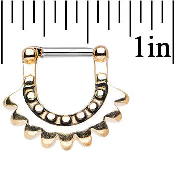 14 Gauge 5/16 Gold Tone Aztec Moon Septum Clicker