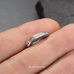 14G Clicker Clear CZ Belly Ring Hoop