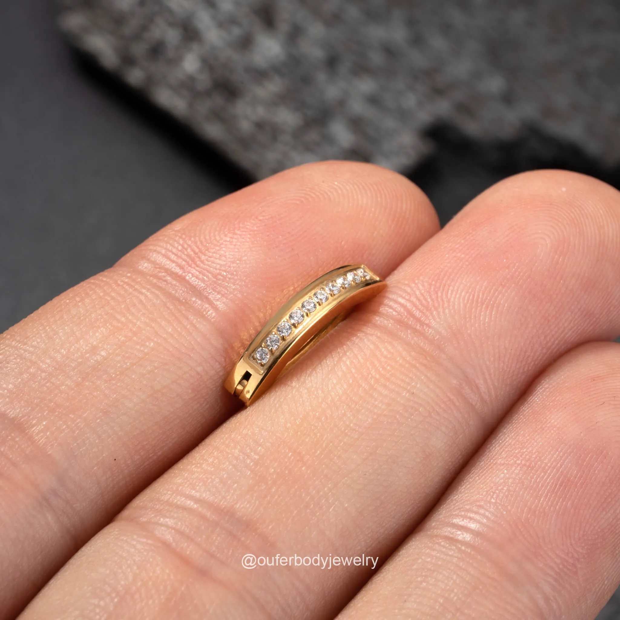 14G Clicker Clear CZ Belly Ring Hoop