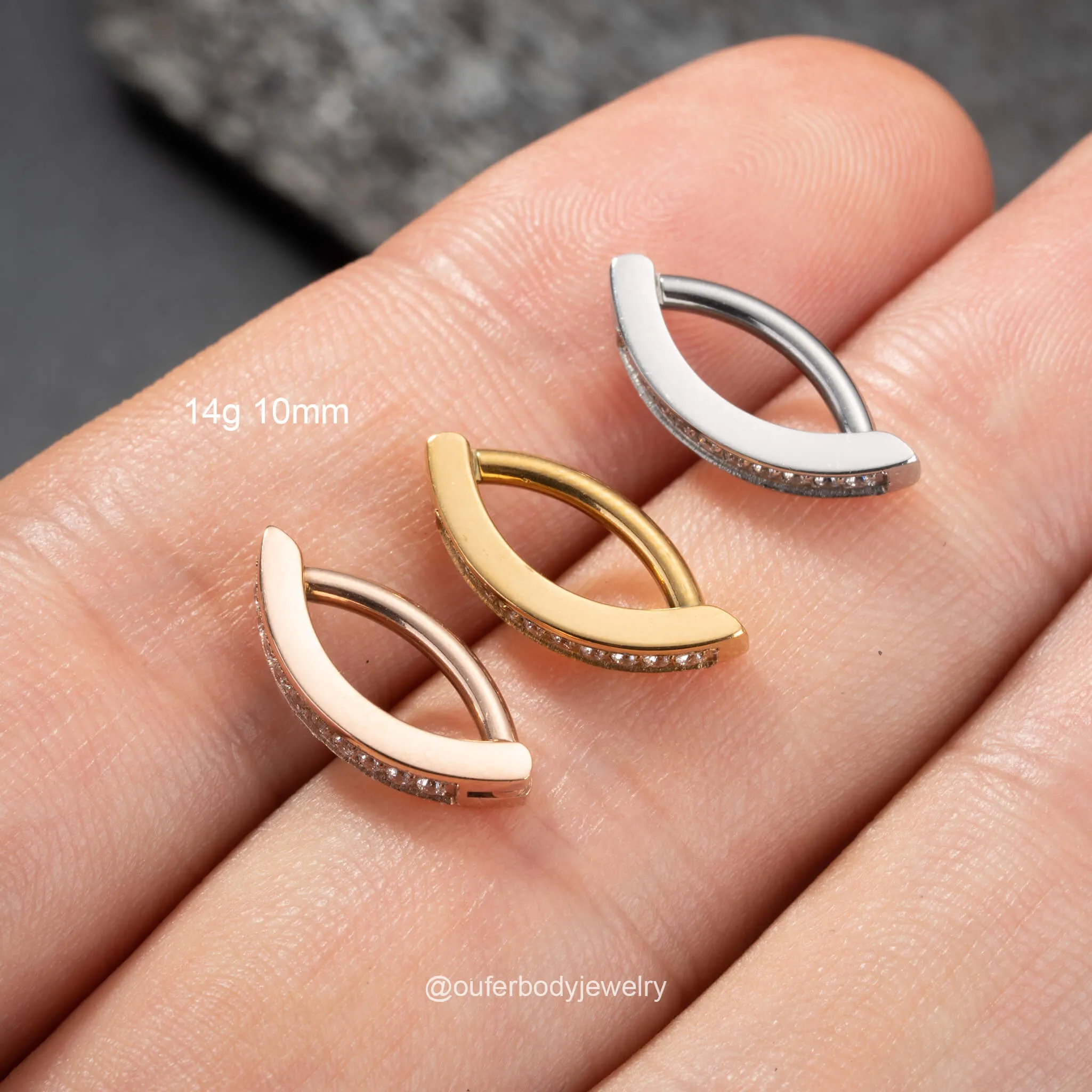 14G Clicker Clear CZ Belly Ring Hoop