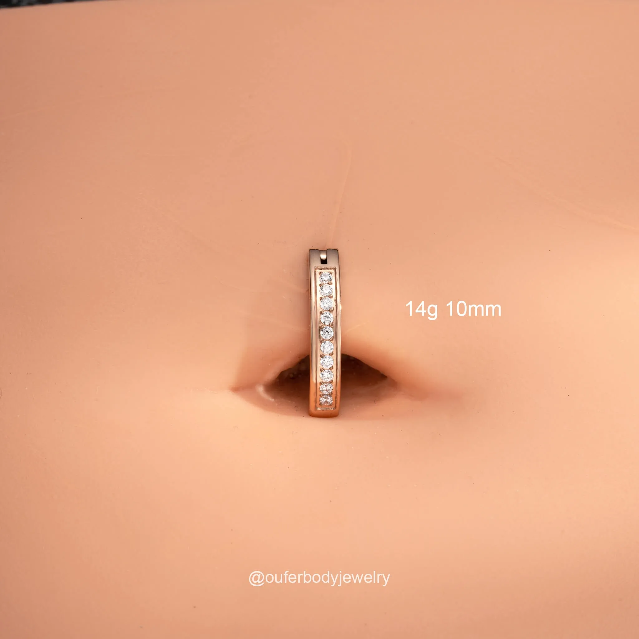 14G Clicker Clear CZ Belly Ring Hoop