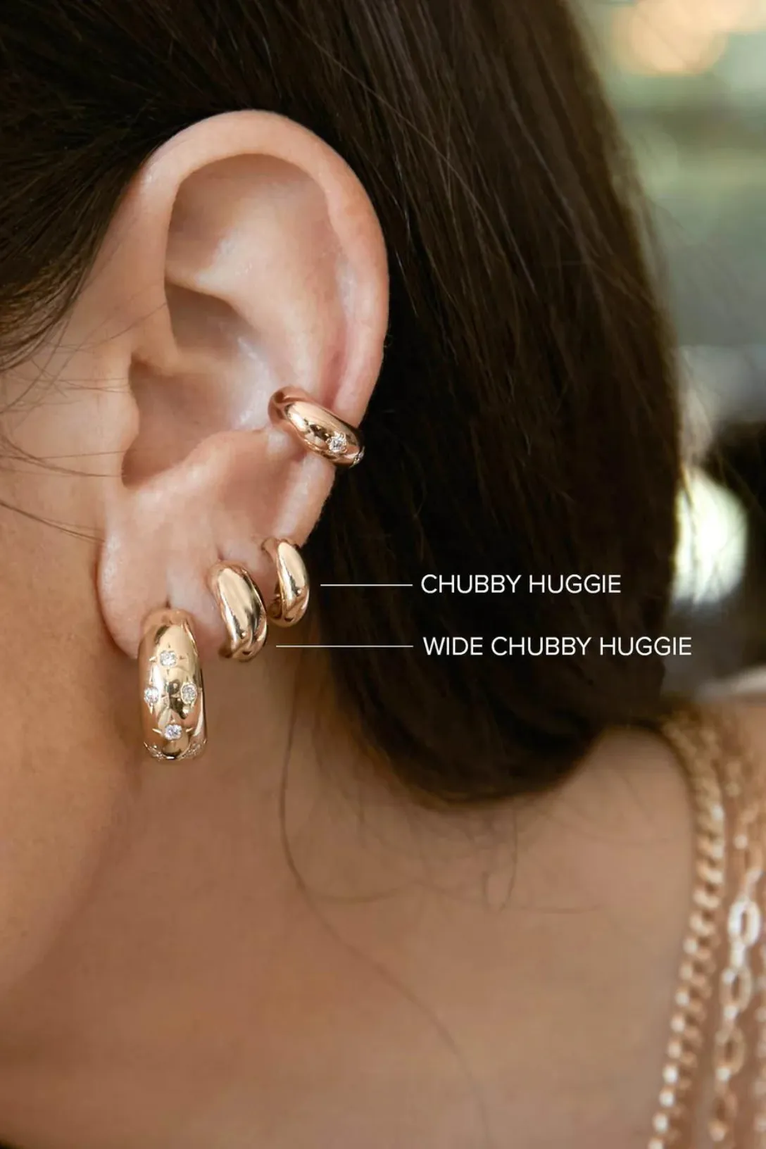 14k Gold Chubby Huggie Hoops
