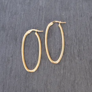 14k Gold Classic Oval Hoop Earrings