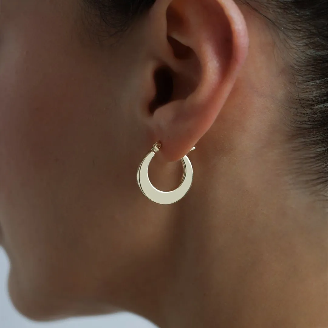 14k Gold Crescent Hoop Earrings