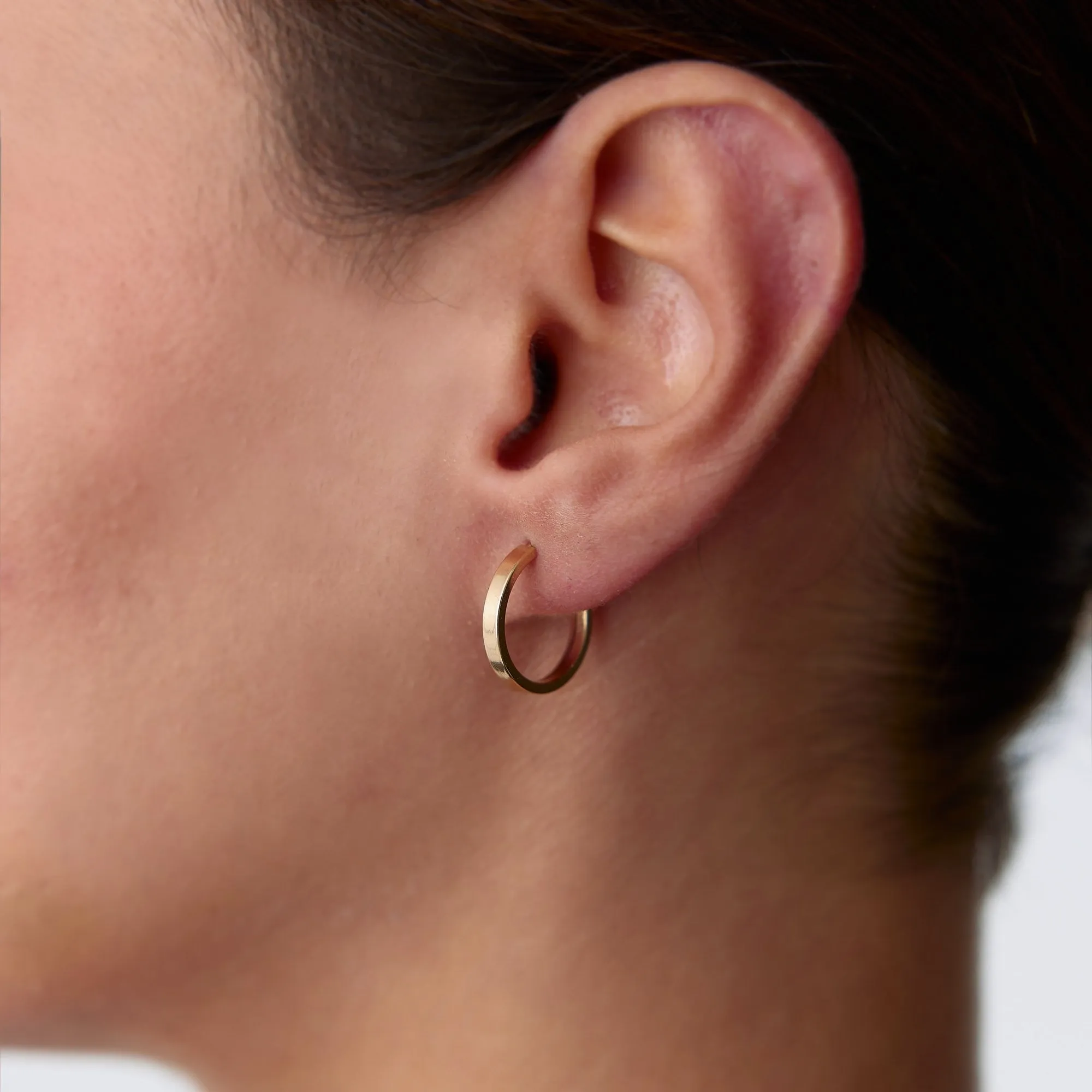 14k Gold Hoop Earrings Interlocking Angular Hoop Earrings