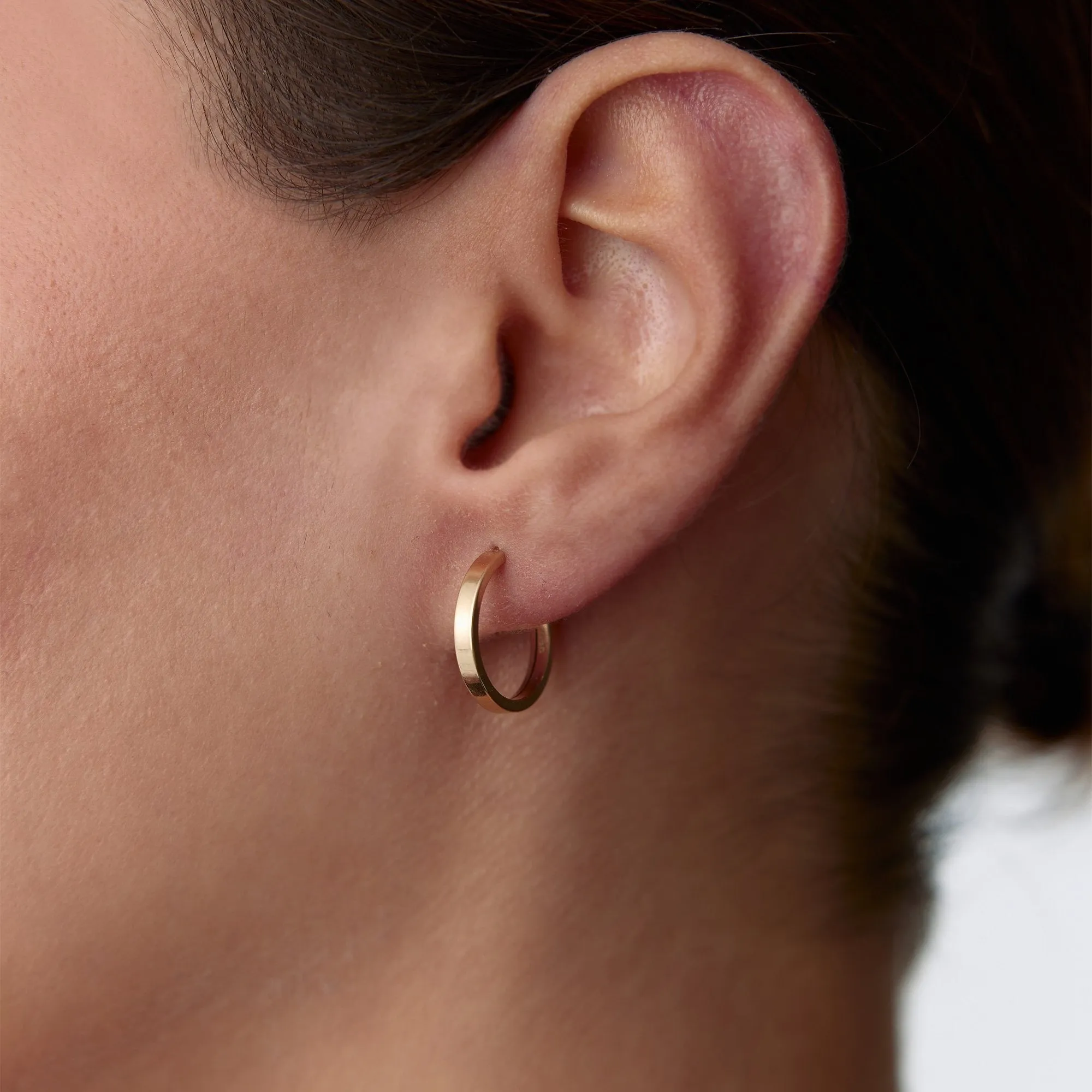 14k Gold Hoop Earrings Interlocking Angular Hoop Earrings