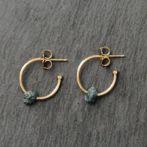 14k Gold   Rough Blue Diamond Hoop Earrings