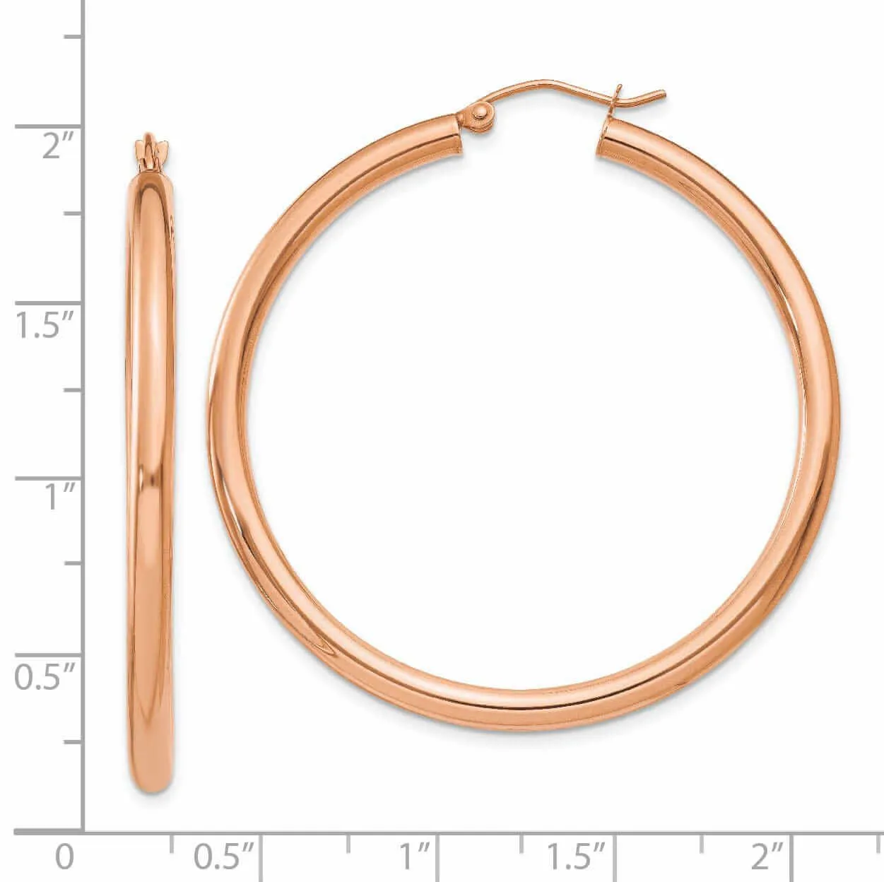 14k Rose Gold 3MM Hoop Earrings