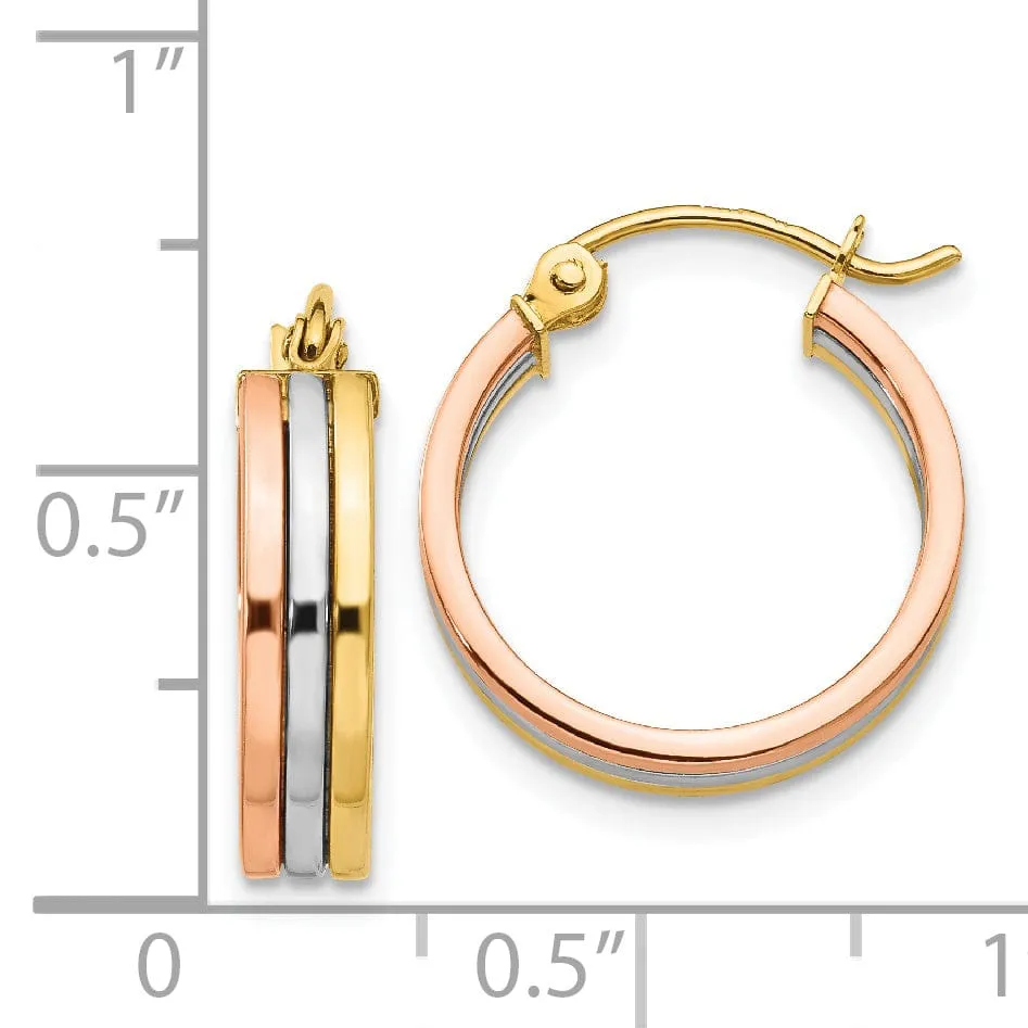 14k Tri-color Gold Hoop Earrings