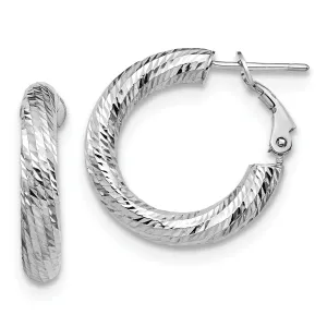 14k White Gold D.C Round Omega Hoop Earrings