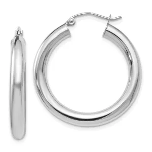 14K White Gold Polish Lightweight Hoop Earrings