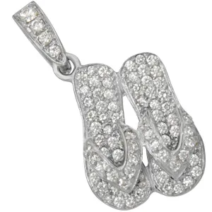 14k White Gold "Sanibel Sandals" Pendant with Pavè Diamonds, D=.97tw