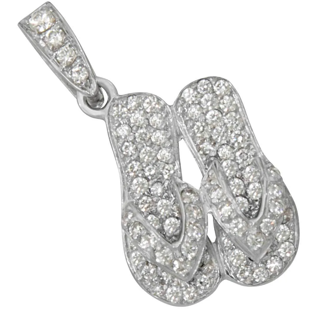 14k White Gold "Sanibel Sandals" Pendant with Pavè Diamonds, D=.97tw