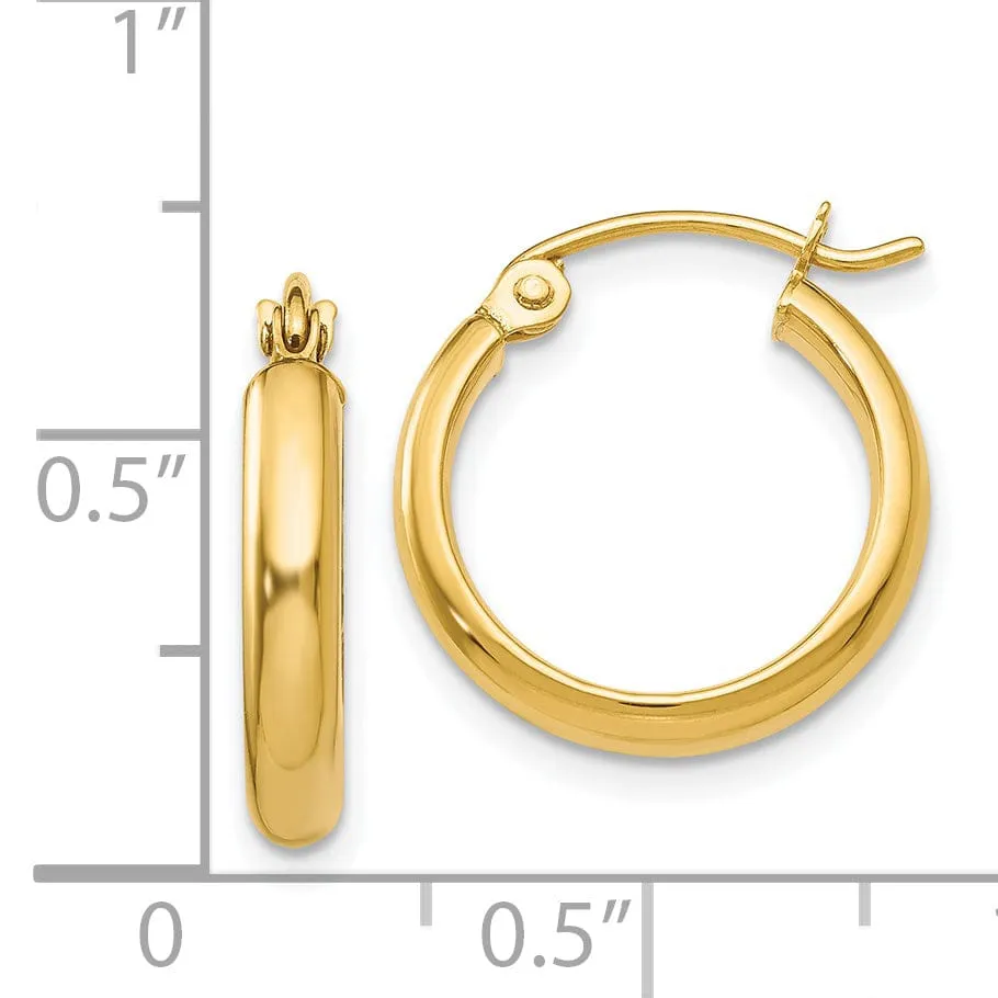 14k Yellow Gold 2.75 x 12MM Hoop Earrings