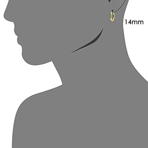14k Yellow Gold 2mm Tube Polished Round Hoop Earrings, 14mm (0.55 inch Diameter)…