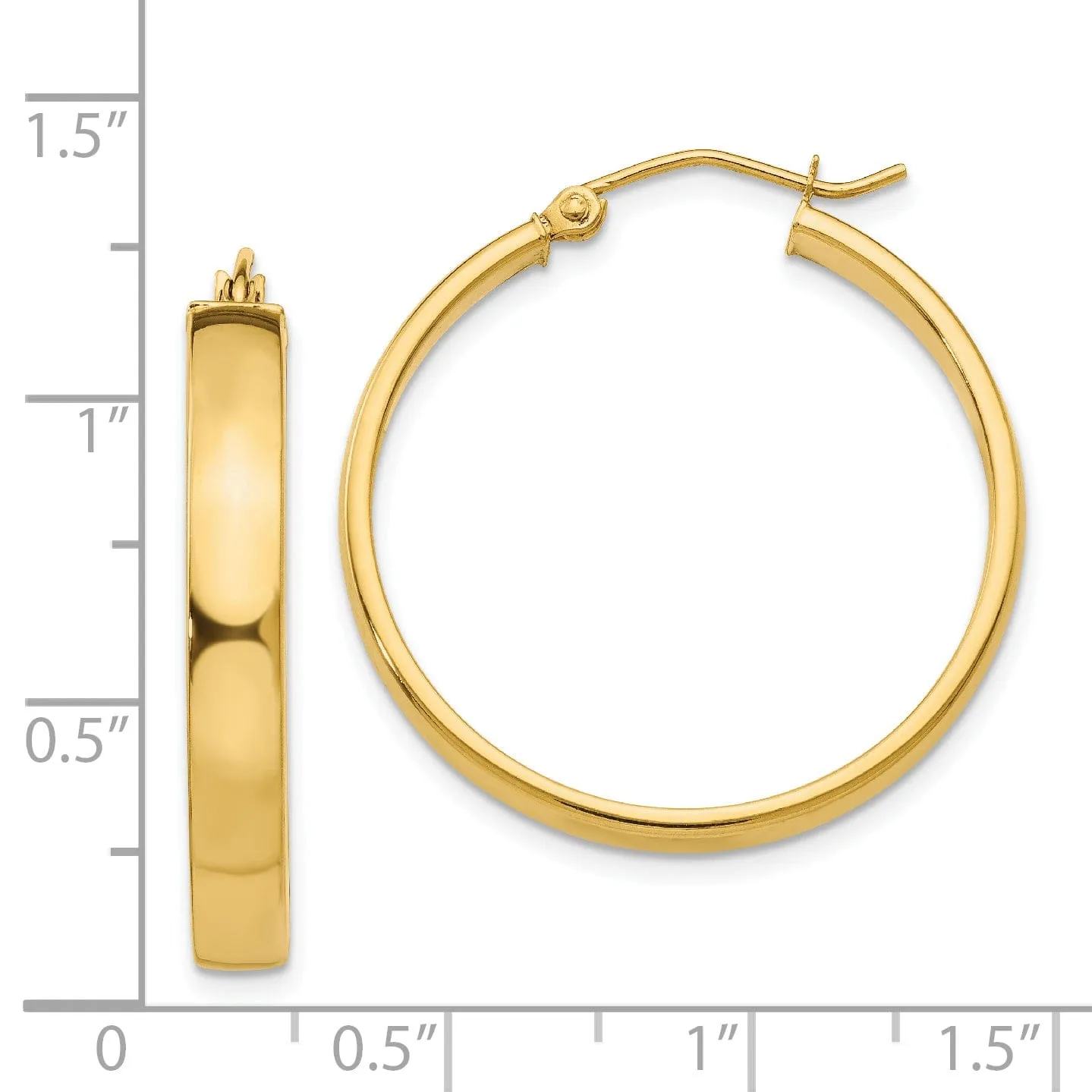 14k Yellow Gold Polished Hoop Earring