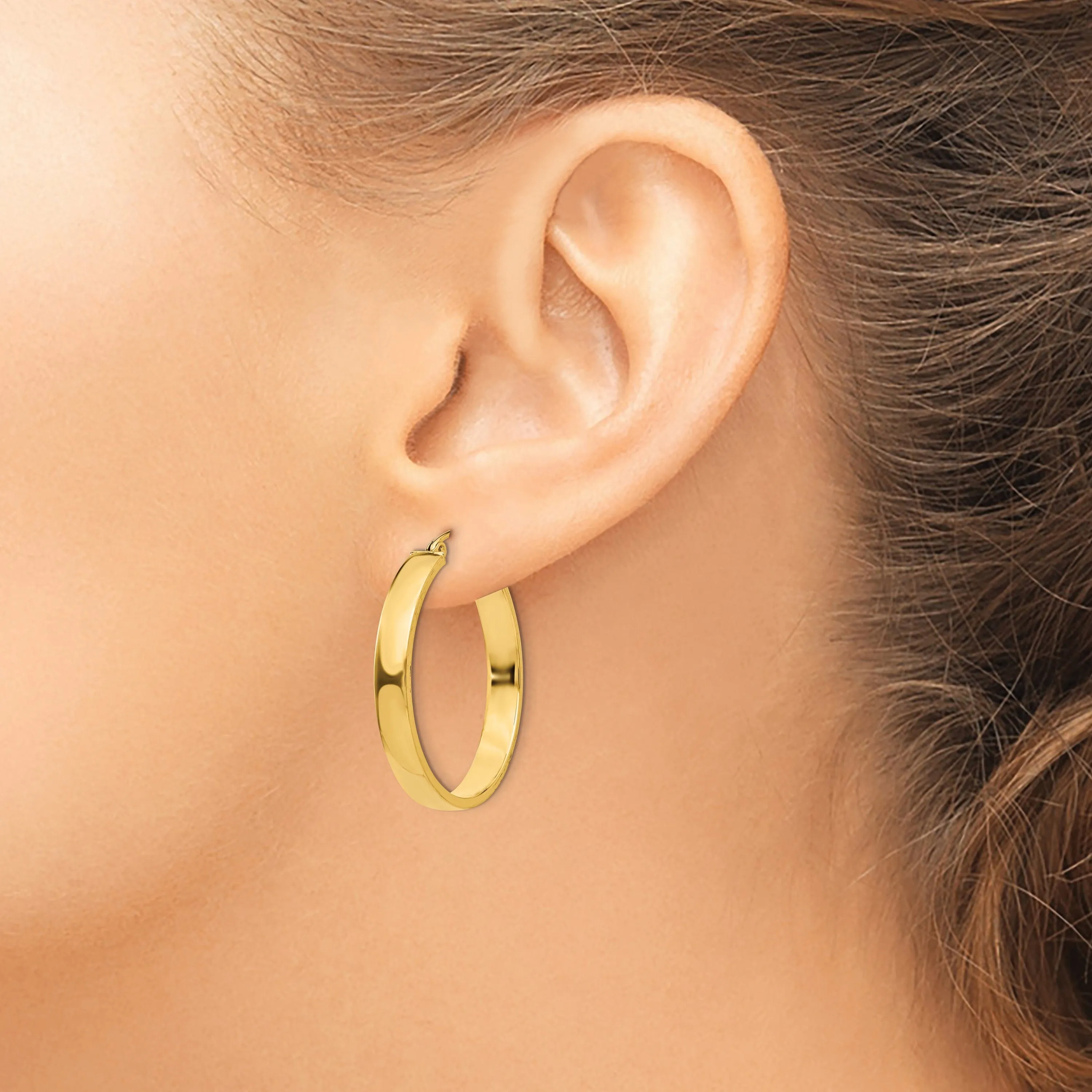 14k Yellow Gold Polished Hoop Earring