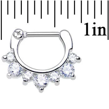 16 Gauge 5/16 Seven Clear Cubic Zirconia Septum Clicker