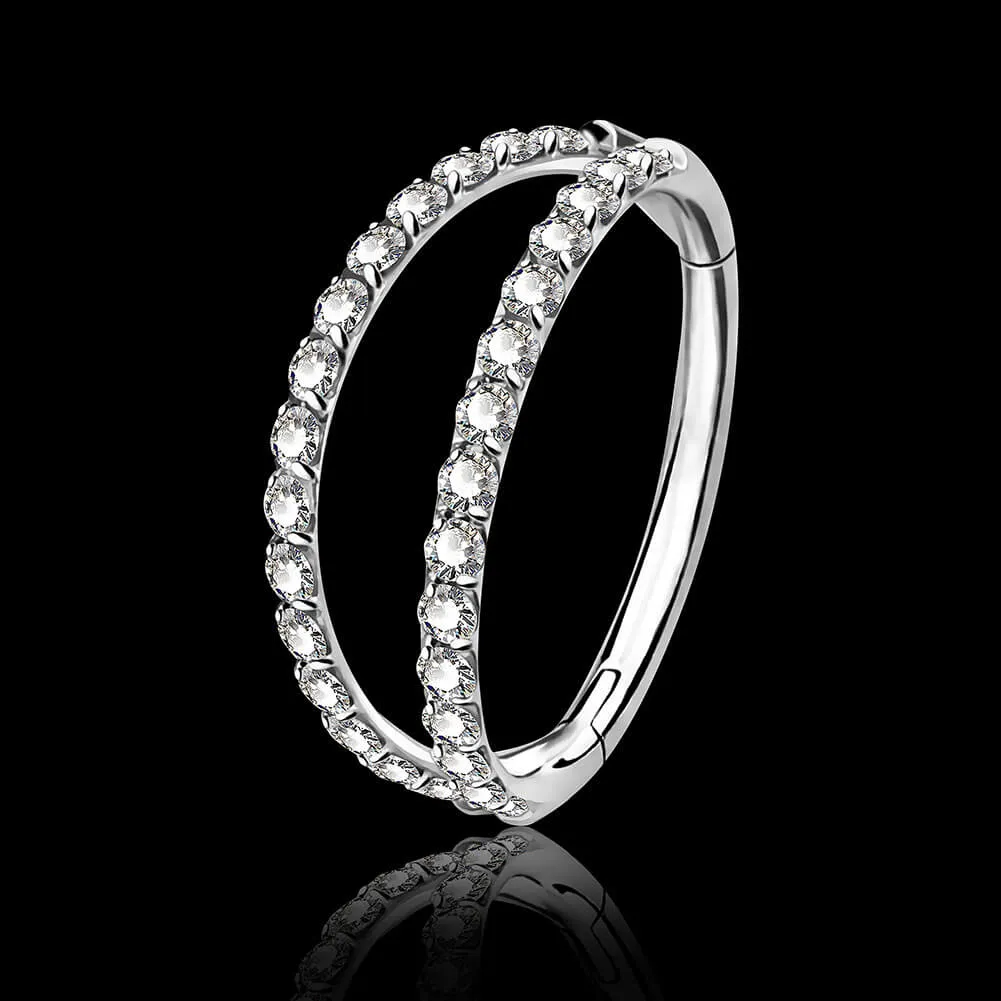 16G Double Hoop Conch Earring CZ Helix Earring