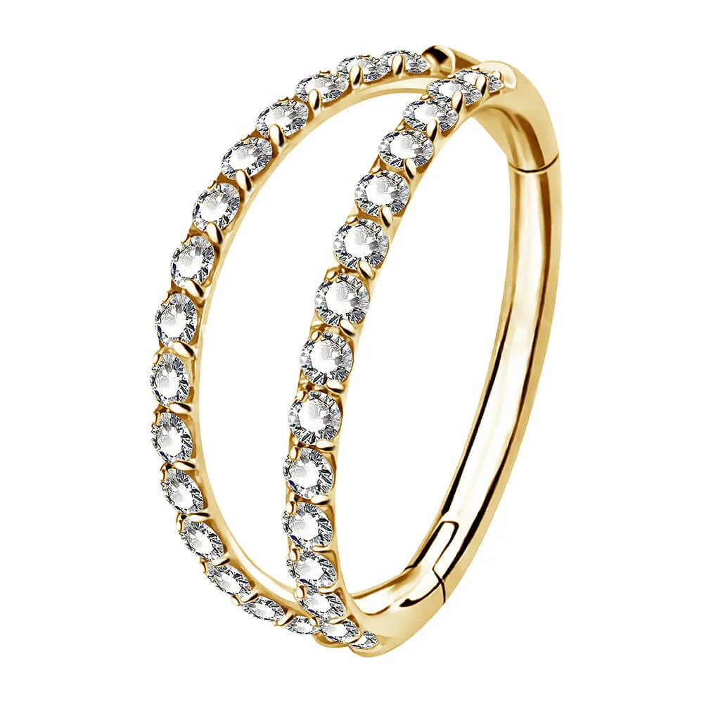 16G Double Hoop Conch Earring CZ Helix Earring