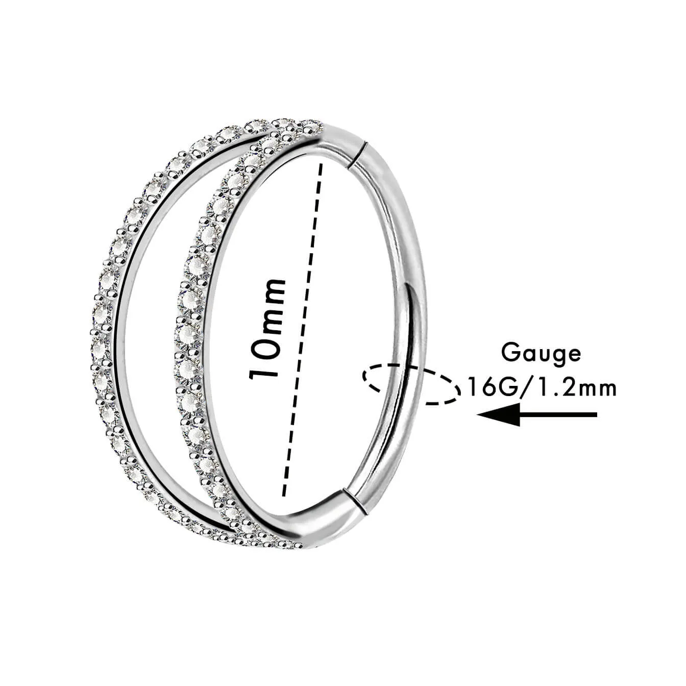 16G Double Hoop Conch Earring CZ Helix Earring