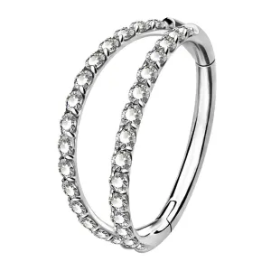 16G Double Hoop Conch Earring CZ Helix Earring
