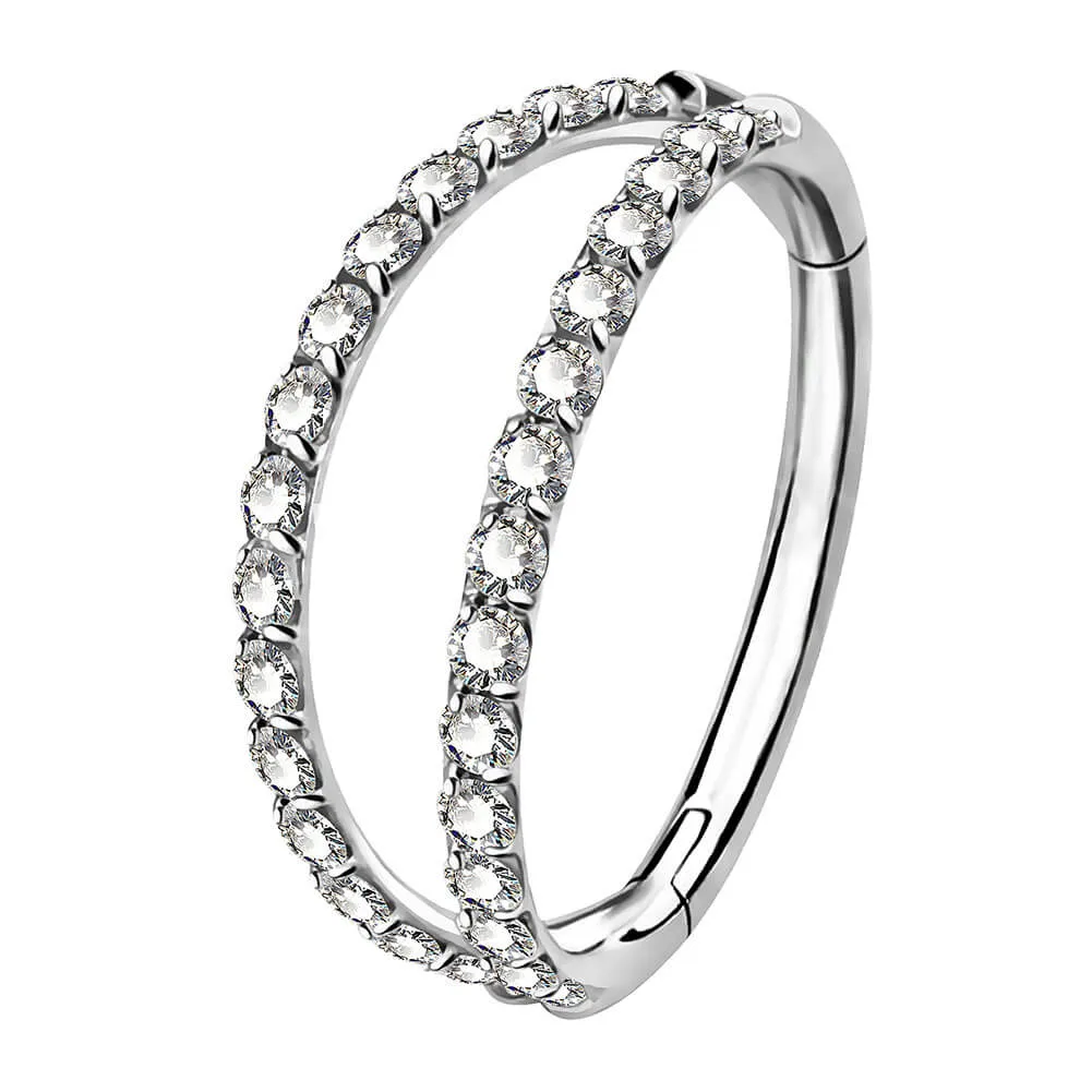 16G Double Hoop Conch Earring CZ Helix Earring