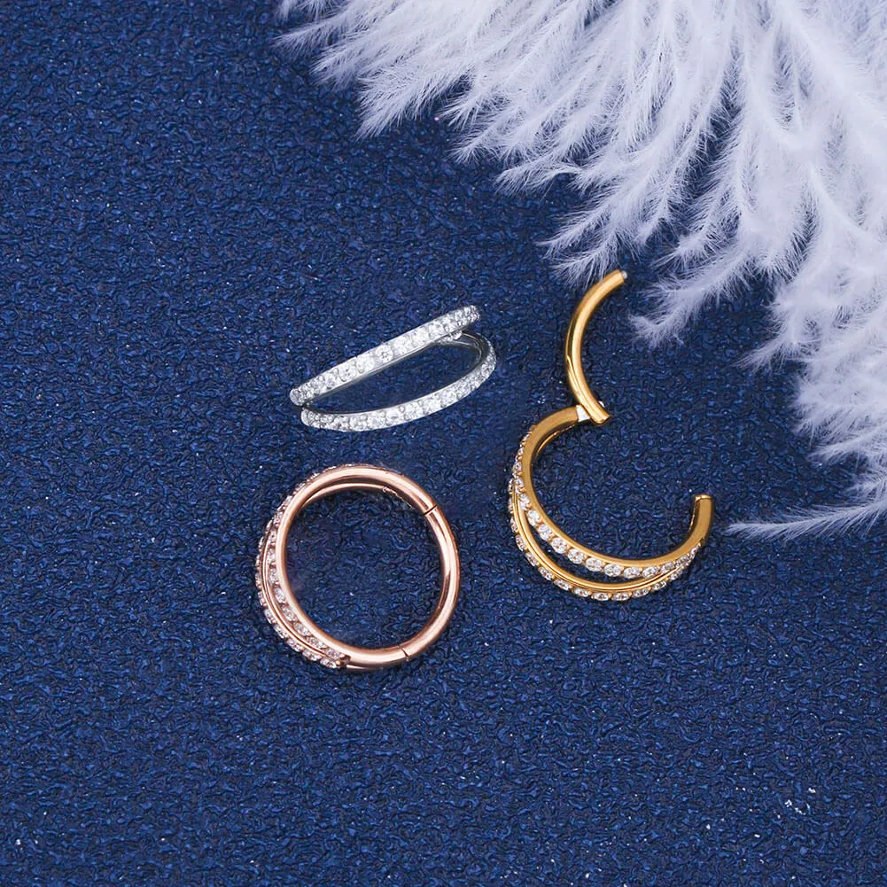 16G Double Hoop Conch Earring CZ Helix Earring