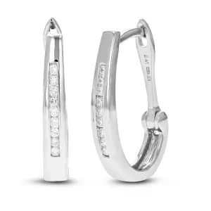 1/8 cttw Lab Grown Diamond Channel Hoop Earrings in Sterling Silver