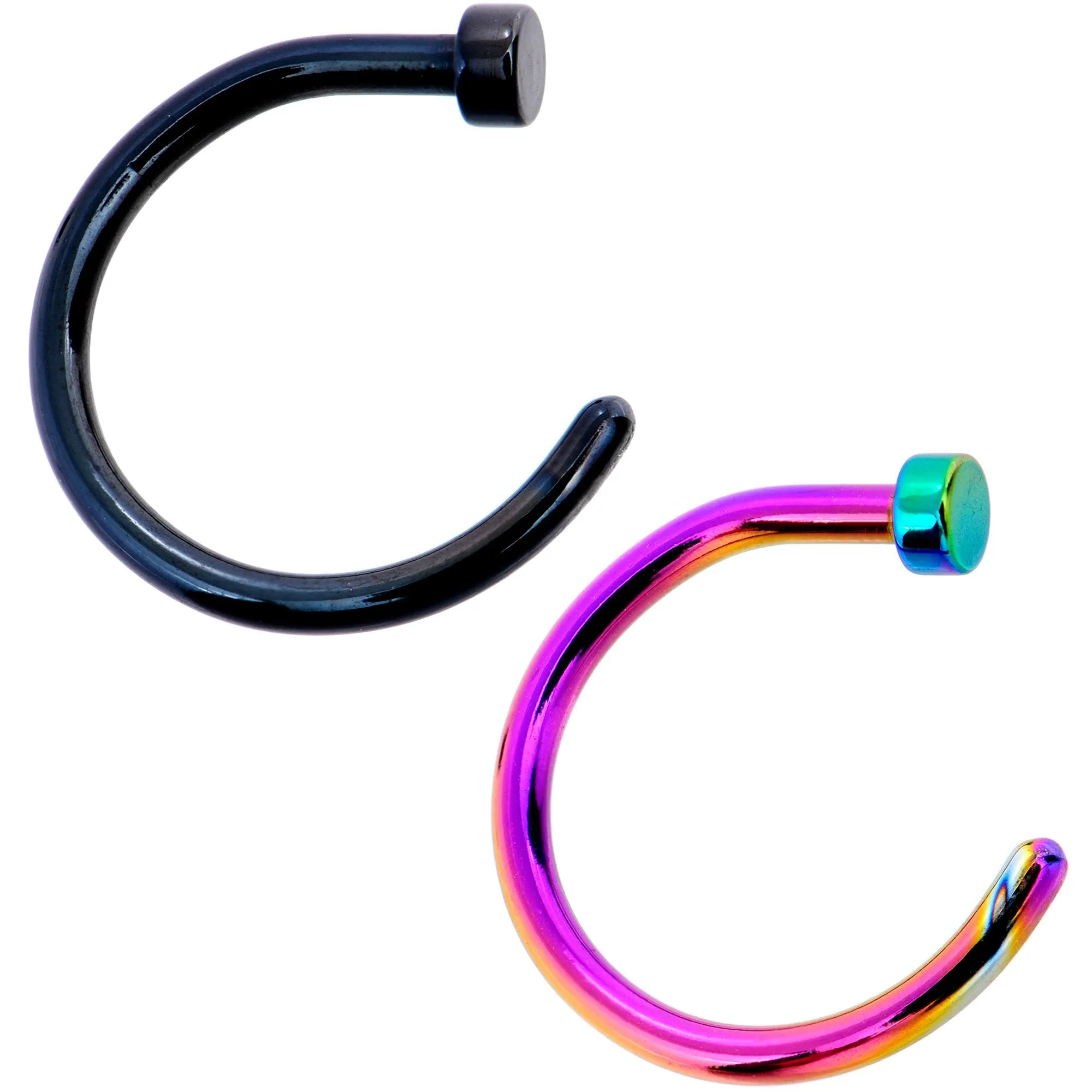18 Gauge 5/16 Pack Set of 5 Assorted Stainless Steel Nose Hoop Rings