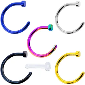 18 Gauge 5/16 Pack Set of 5 Assorted Stainless Steel Nose Hoop Rings