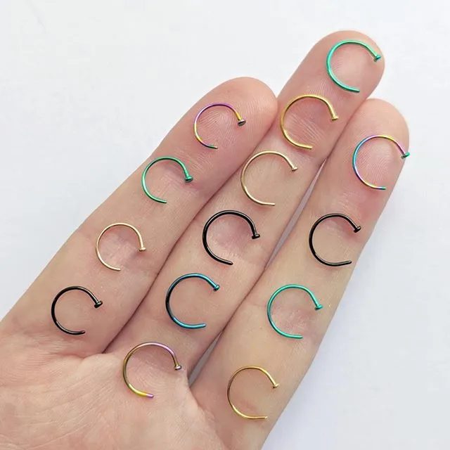 18 Gauge 5/16 Yellow Anodized Titanium Nose Hoop