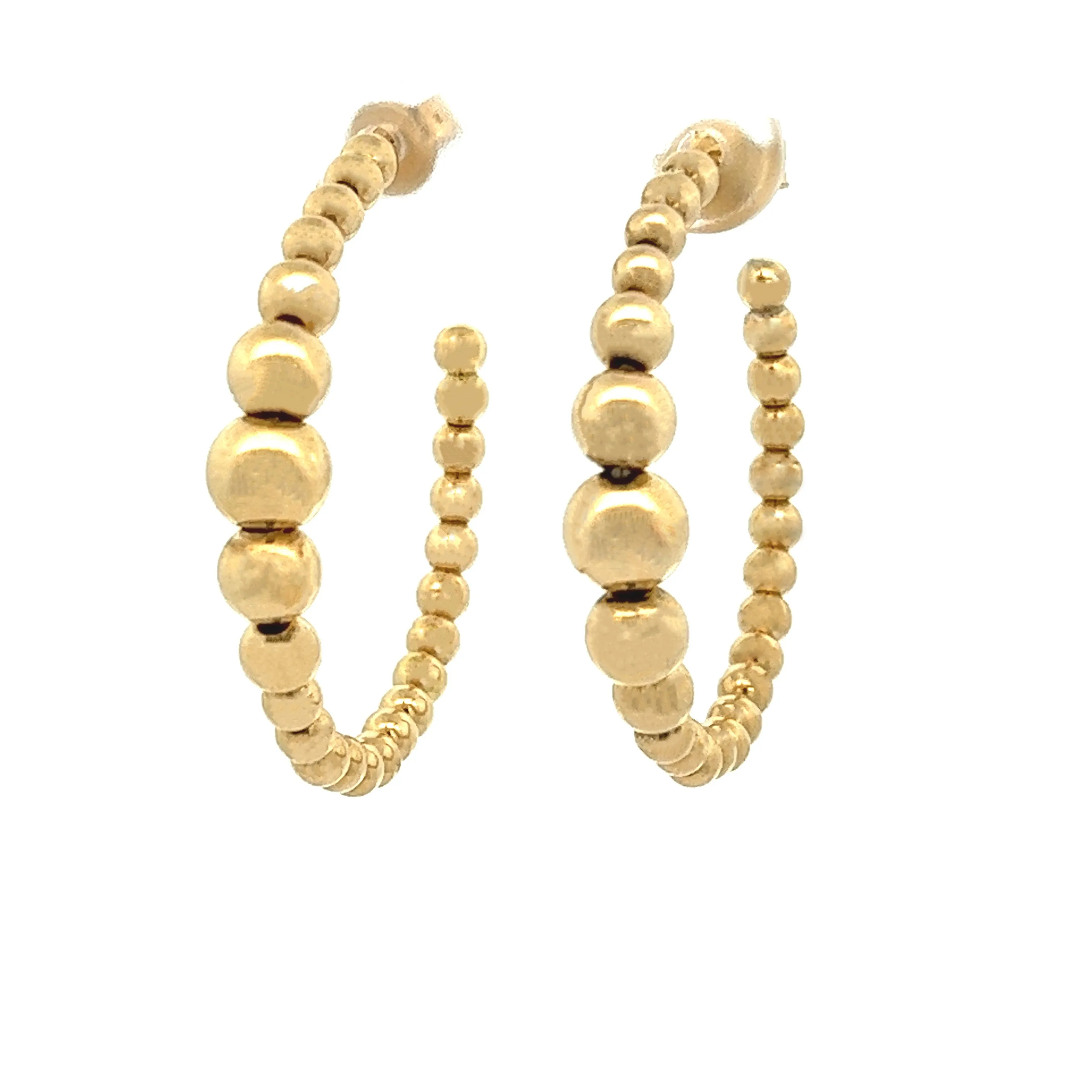 18k Yellow Gold Large Beaded Hoop Earring