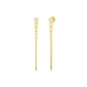 18K YG Tassel Earring with pave diamond