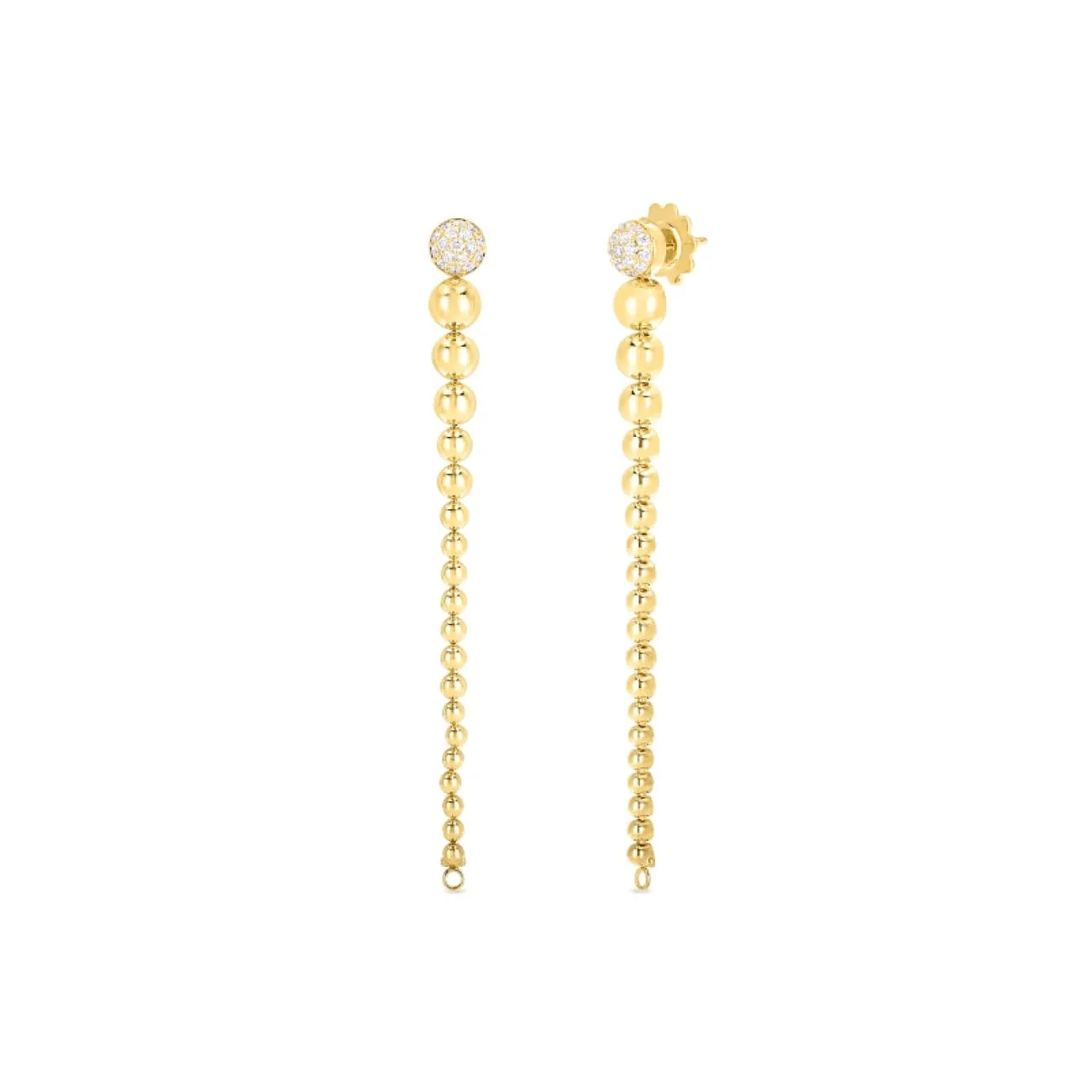 18K YG Tassel Earring with pave diamond