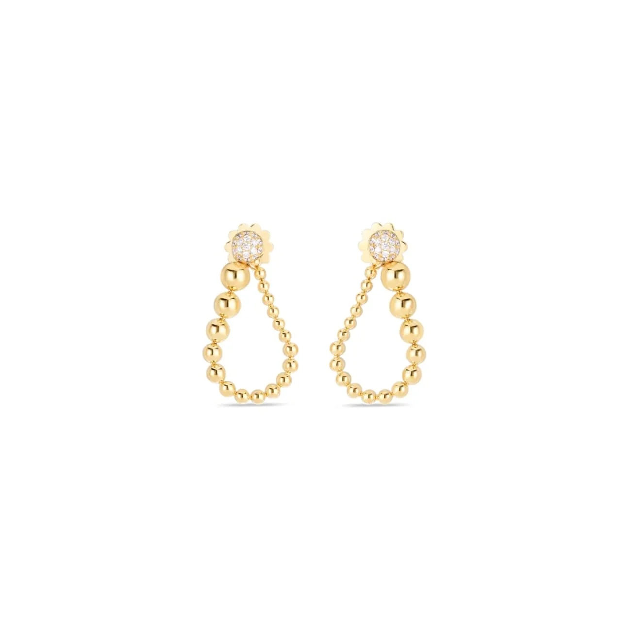 18K YG Tassel Earring with pave diamond