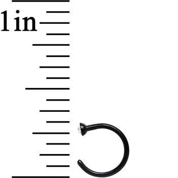 20 Gauge 1/4 Clear Gem Black Anodized Titanium Nose Hoop