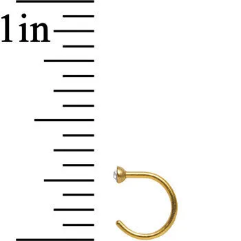 20 Gauge 1/4 Clear Gem Gold Anodized Titanium Nose Hoop