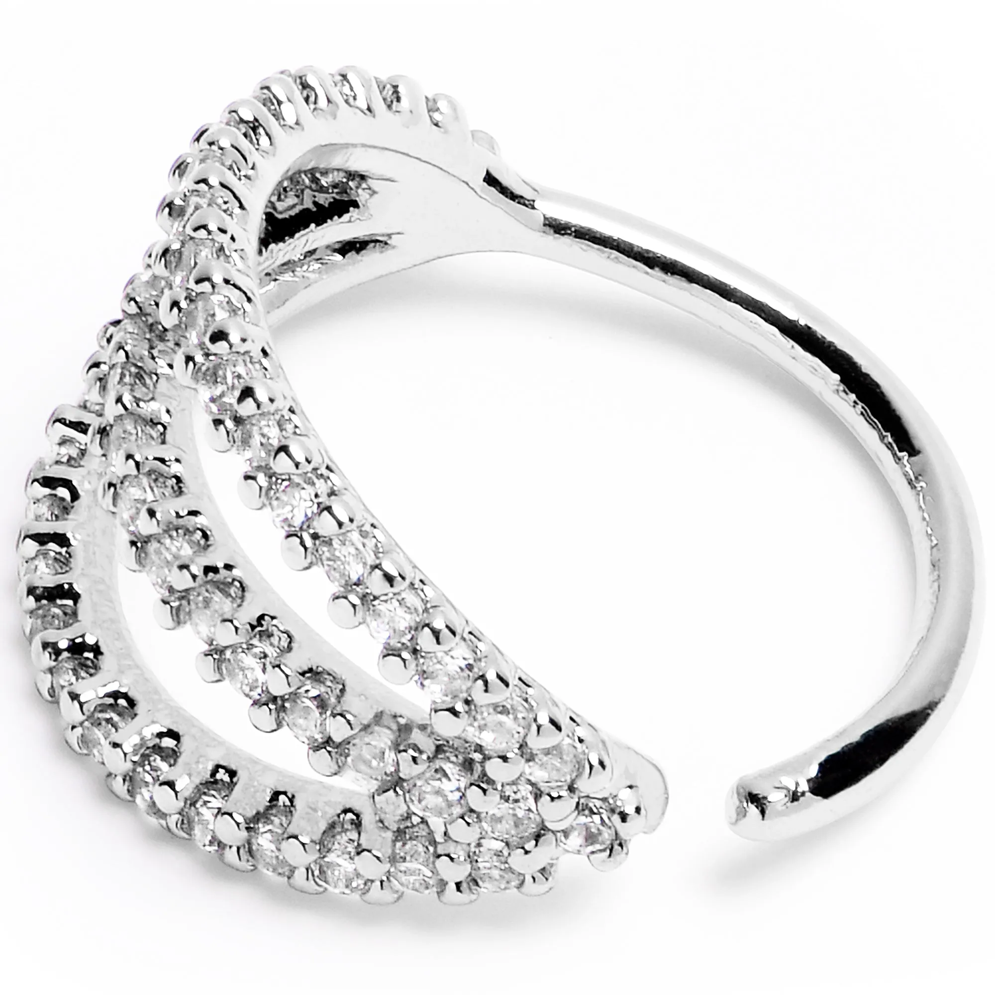 20 Gauge 3/8 Clear CZ Gem Faux Triple Hoop Nose Hoop