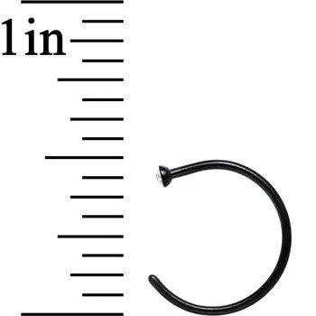 20 Gauge 3/8 Clear Gem Black Anodized Titanium Nose Hoop